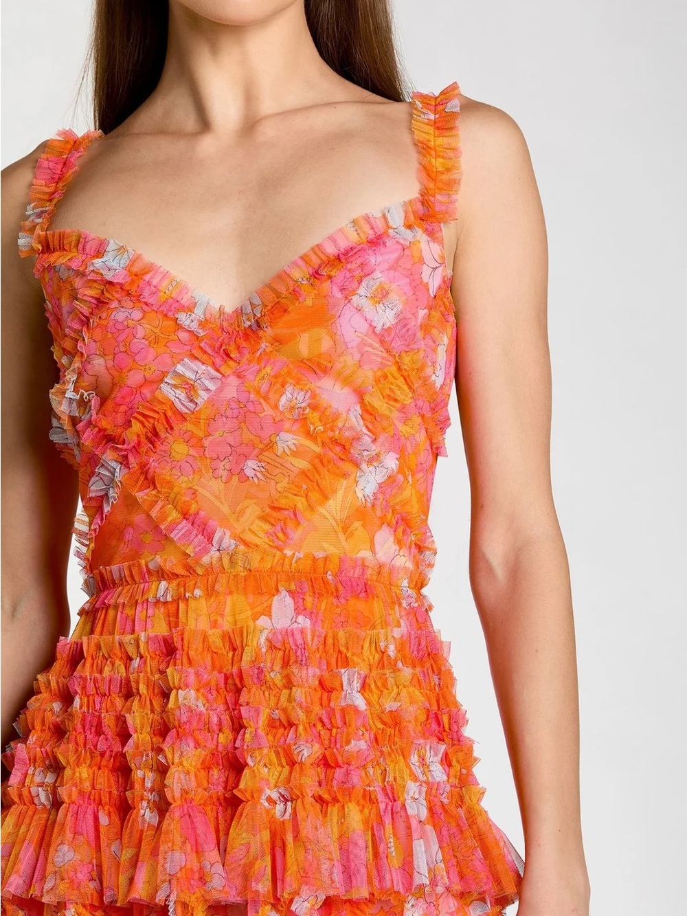 Mac Duggal Coral Floral Ruffled Tiered Maxi Dress - Picture 4 of 4